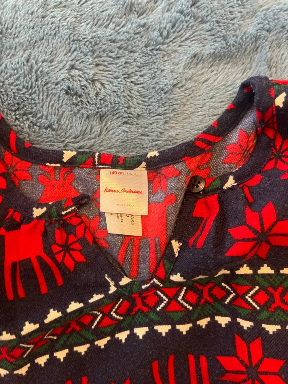 Hanna Andersson Red and Black Reindeer Print Long Sleeve Nightgown